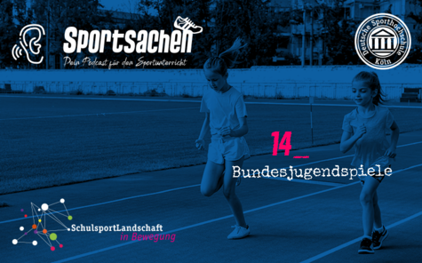 Titel "Bundesjugendspiele", im Hintergrund zwei laufende Kinder
